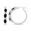 Thumbnail Image 3 of Oval-Cut Black Onyx & White Lab-Created Sapphire Hoop Earrings Sterling Silver