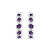 Thumbnail Image 2 of Amethyst & White Lab-Created Sapphire Swirl Hoop Earrings Sterling Silver
