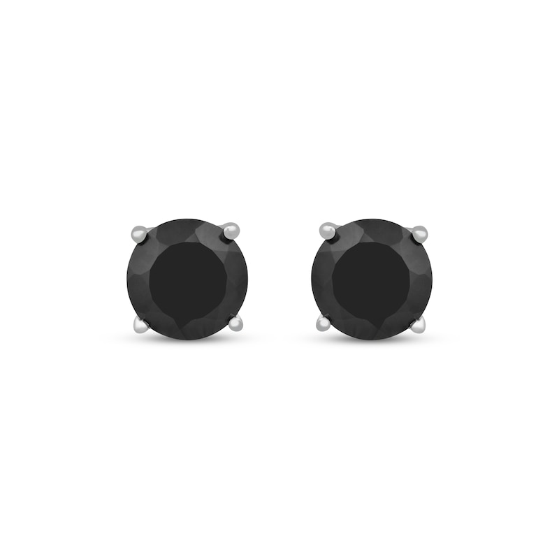 Main Image 2 of Black Onyx Solitaire Stud Earrings Sterling Silver