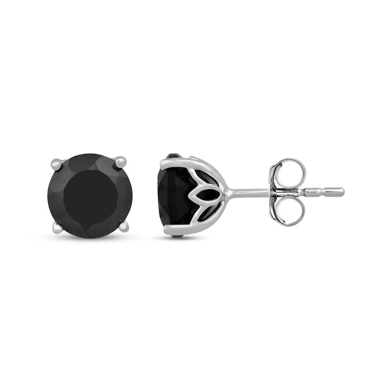 Main Image 3 of Black Onyx Solitaire Stud Earrings Sterling Silver