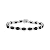 Thumbnail Image 1 of Oval-Cut Black Onyx & White Lab-Created Sapphire Bracelet Sterling Silver 7.5&quot;