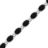 Thumbnail Image 2 of Oval-Cut Black Onyx & White Lab-Created Sapphire Bracelet Sterling Silver 7.5&quot;