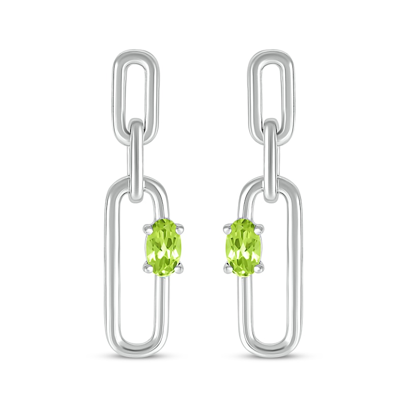 Main Image 2 of Oval-Cut Peridot Paperclip Drop Earrings Sterling Silver