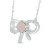 Thumbnail Image 2 of Cushion-Cut Lab-Created Opal & White Lab-Created Sapphire Bow Necklace Sterling Silver 18"