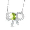 Thumbnail Image 2 of Cushion-Cut Peridot & White Lab-Created Sapphire Bow Necklace Sterling Silver 18&quot;