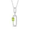 Thumbnail Image 1 of Oval-Cut Peridot Paperclip Drop Necklace Sterling Silver 18"