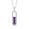 Thumbnail Image 1 of Amethyst & White Lab-Created Sapphire Three-Stone Drop Necklace Sterling Silver 18"