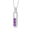 Thumbnail Image 2 of Amethyst & White Lab-Created Sapphire Three-Stone Drop Necklace Sterling Silver 18"