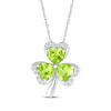 Thumbnail Image 0 of Heart-Shaped Peridot & White Lab-Created Sapphire Shamrock Necklace Sterling Silver 18"