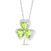 Thumbnail Image 1 of Heart-Shaped Peridot & White Lab-Created Sapphire Shamrock Necklace Sterling Silver 18"