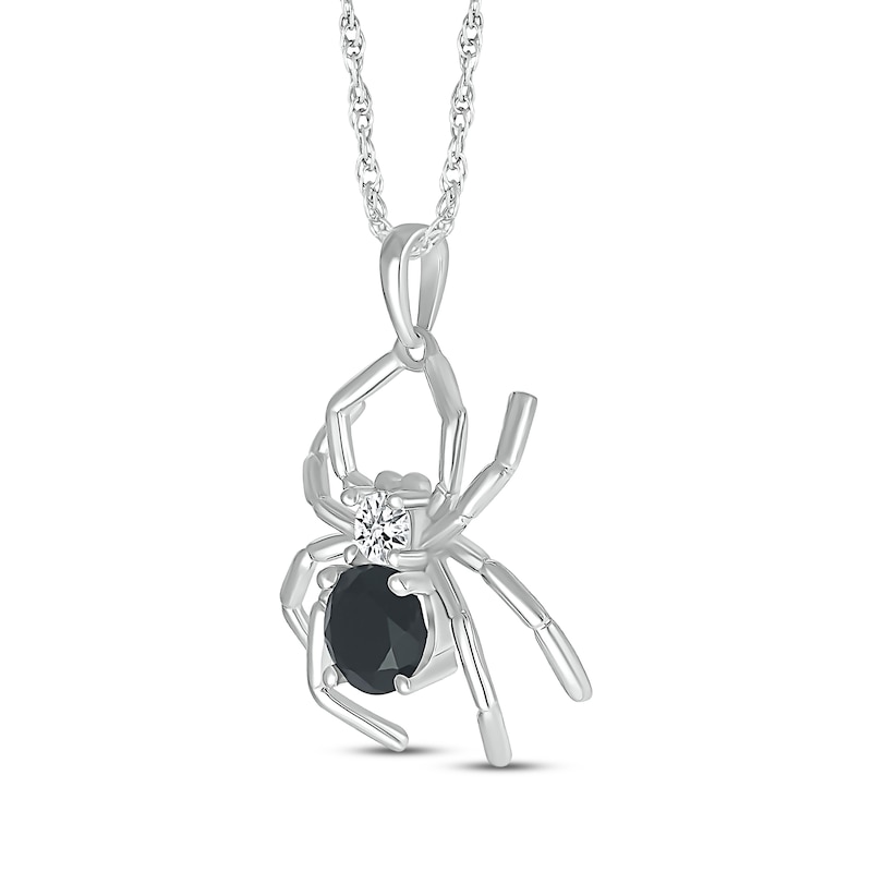 Main Image 2 of Black Spinel & White Lab-Created Sapphire Spider Necklace Sterling Silver 18&quot;