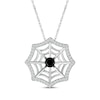 Thumbnail Image 1 of Black Spinel & White Lab-Created Sapphire Spider Web Necklace Sterling Silver 18&quot;