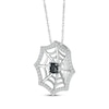 Thumbnail Image 2 of Black Spinel & White Lab-Created Sapphire Spider Web Necklace Sterling Silver 18&quot;