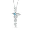 Thumbnail Image 1 of Swiss Blue Topaz & White Lab-Created Sapphire Caduceus Necklace Sterling Silver 18"