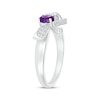 Thumbnail Image 2 of Oval-Cut Amethyst & White Lab-Created Sapphire Bow Ring Sterling Silver