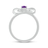Thumbnail Image 3 of Oval-Cut Amethyst & White Lab-Created Sapphire Bow Ring Sterling Silver