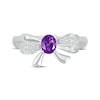 Thumbnail Image 4 of Oval-Cut Amethyst & White Lab-Created Sapphire Bow Ring Sterling Silver