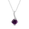 Thumbnail Image 0 of Cushion-Cut Rhodolite Garnet & Diamond Necklace 1/20 ct tw 10K White Gold 18"