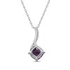 Thumbnail Image 2 of Cushion-Cut Rhodolite Garnet & Diamond Necklace 1/20 ct tw 10K White Gold 18"