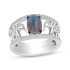 Thumbnail Image 0 of Disney Treasures The Lion King Oval-Cut Labradorite & Diamond Elephant Ring 1/6 ct tw Sterling Silver