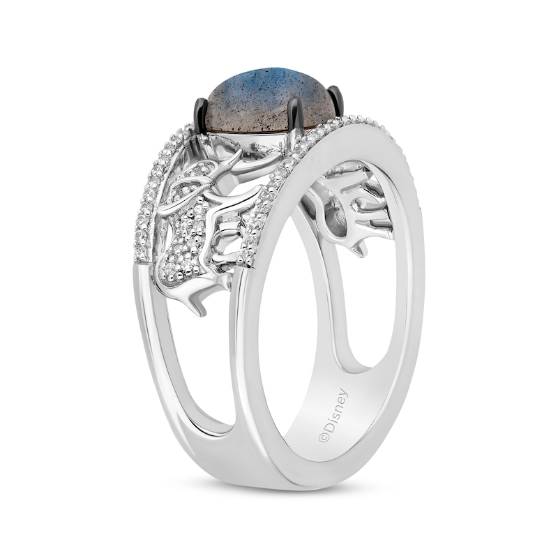 Disney Treasures The Lion King Oval-Cut Labradorite & Diamond Elephant Ring 1/6 ct tw Sterling Silver