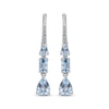 Thumbnail Image 2 of Pear-Shaped & Emerald-Cut Aquamarine & Diamond Drop Earrings 1/8 ct tw 10K White Gold