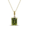Thumbnail Image 1 of Emerald-Cut Peridot & Diamond Accent Necklace 10K Yellow Gold 18&quot;