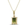 Thumbnail Image 2 of Emerald-Cut Peridot & Diamond Accent Necklace 10K Yellow Gold 18"