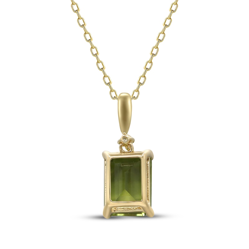 Main Image 3 of Emerald-Cut Peridot & Diamond Accent Necklace 10K Yellow Gold 18&quot;