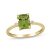Thumbnail Image 0 of Emerald-Cut Peridot & Diamond Accent Ring 10K Yellow Gold