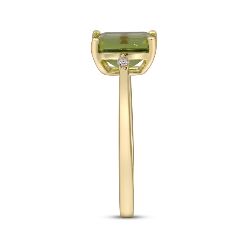 Main Image 2 of Emerald-Cut Peridot & Diamond Accent Ring 10K Yellow Gold