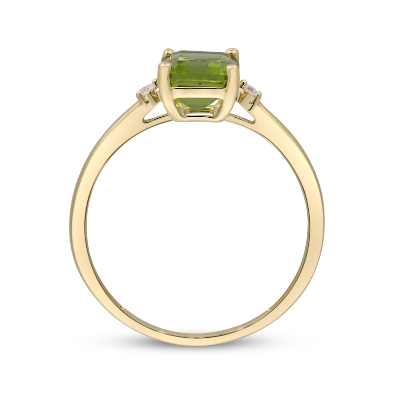 Main Image 3 of Emerald-Cut Peridot & Diamond Accent Ring 10K Yellow Gold