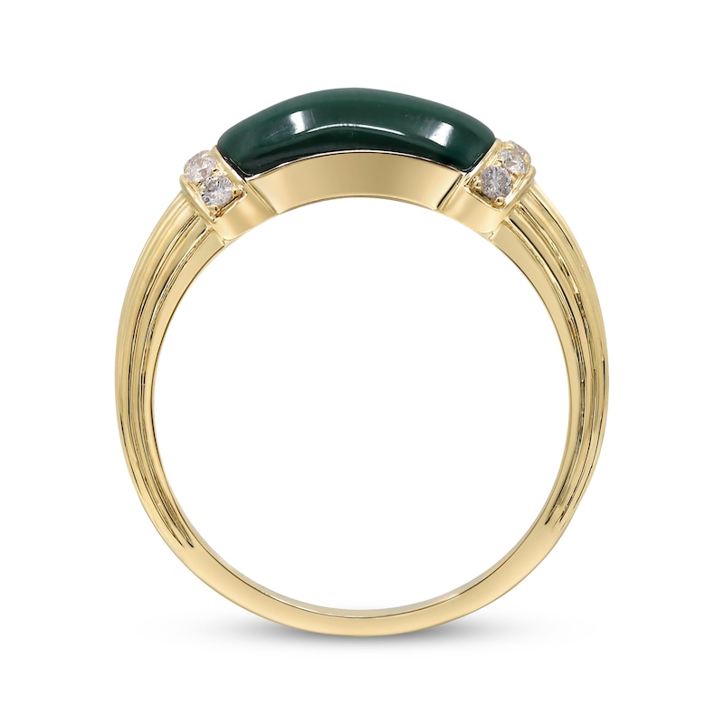 Main Image 2 of Rectangle-Cut Malachite & Diamond Ring 1/8 ct tw 10K Yellow Gold