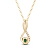 Thumbnail Image 3 of Oval-Cut Emerald & Diamond Accent Swirl Pendant 10K Yellow Gold 18&quot;