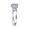 Thumbnail Image 2 of Oval-Cut Aquamarine & Diamond Swirl Shank Ring 1/10 ct tw 10K White Gold
