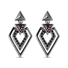 Thumbnail Image 1 of Star Wars Darth Vader Garnet & Black Diamond Drop Earrings 1/5 ct tw Sterling Silver & Black Rhodium