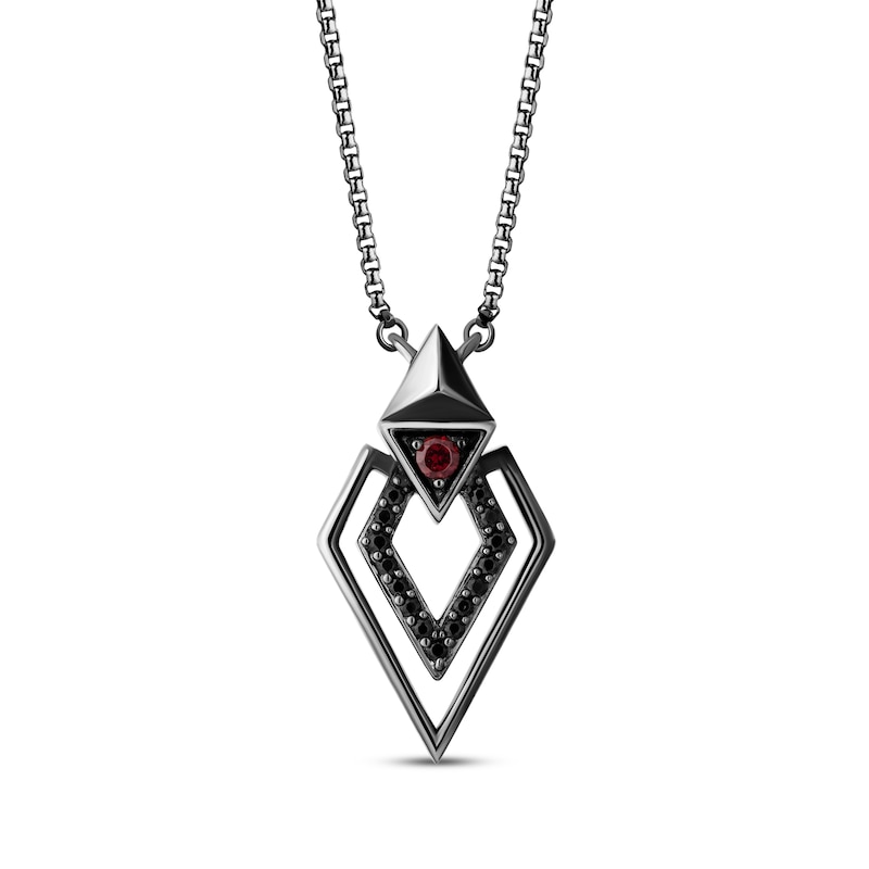 Star Wars Darth Vader Garnet & Black Diamond Necklace 1/8 ct tw Sterling Silver & Black Rhodium