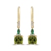 Thumbnail Image 2 of Cushion-Cut Peridot, Marquise-Cut Emerald & Diamond Drop Earrings 1/10 ct tw 10K Yellow Gold