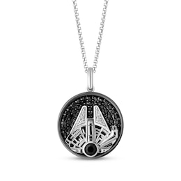 Star Wars Into the Galaxy Black Onyx & Diamond Accent Necklace Sterling Silver & Black Rhodium 18"