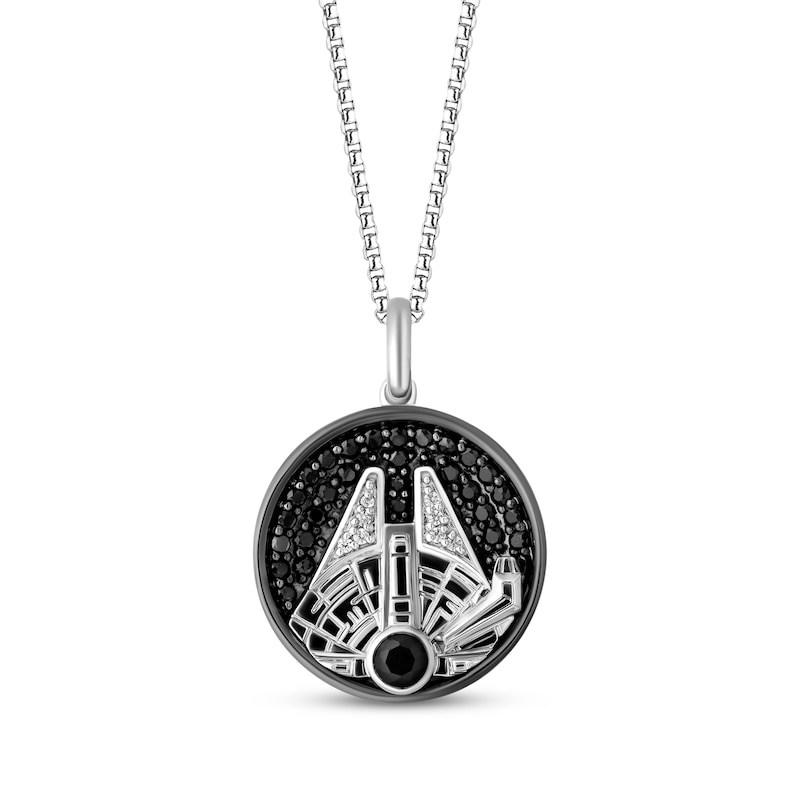 Main Image 1 of Star Wars Into the Galaxy Black Onyx & Diamond Accent Necklace Sterling Silver & Black Rhodium 18&quot;