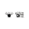 Thumbnail Image 1 of Black Agate & White Lab-Created Sapphire Bat Stud Earrings Sterling Silver