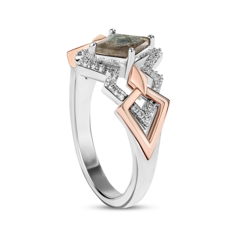 Main Image 2 of Star Wars Ahsoka Tano Labradorite & Diamond Ring 1/6 ct tw Sterling Silver & 10K Rose Gold