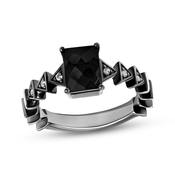 Star Wars Darth Vader Octagon-Cut Black Onyx & Diamond Ring 1/20 ct tw Sterling Silver & Black Rhodium