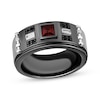 Thumbnail Image 1 of Men's Star Wars Darth Vader Square-Cut Garnet & Black Diamond Ring 1/10 ct tw Sterling Silver & Black Rhodium