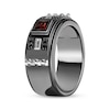 Thumbnail Image 1 of Men's Star Wars Darth Vader Square-Cut Garnet & Black Diamond Ring 1/10 ct tw Sterling Silver & Black Rhodium