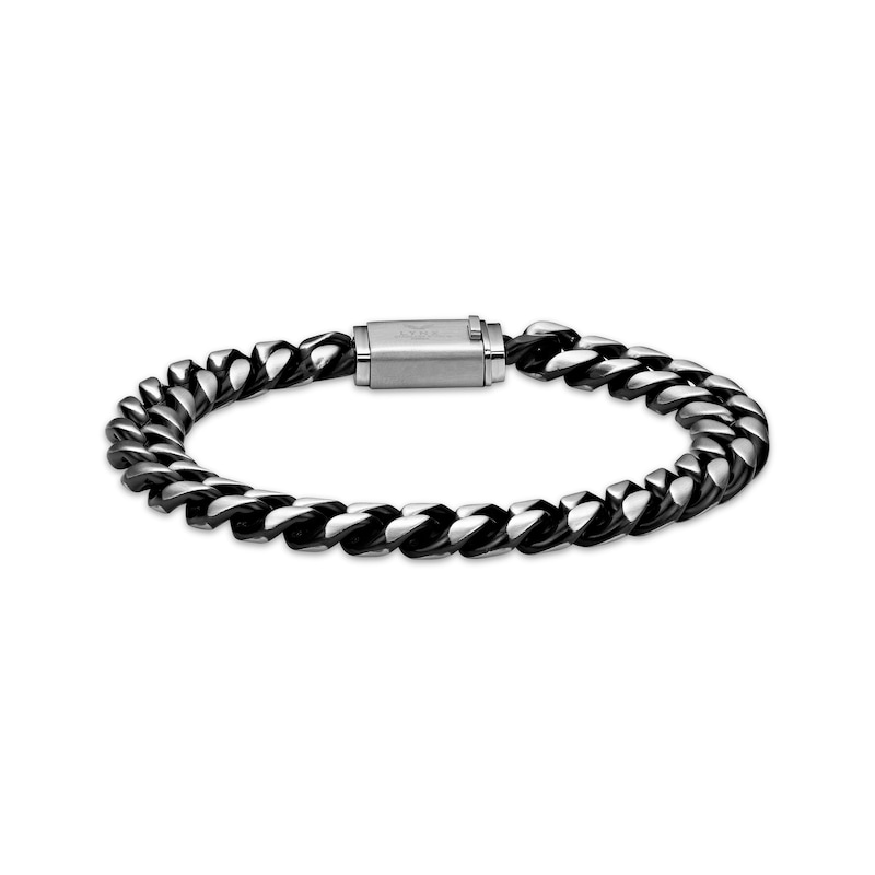 Solid Curb Chain Bracelet 12mm Stainless Steel & Black Ion Plating 8.75"