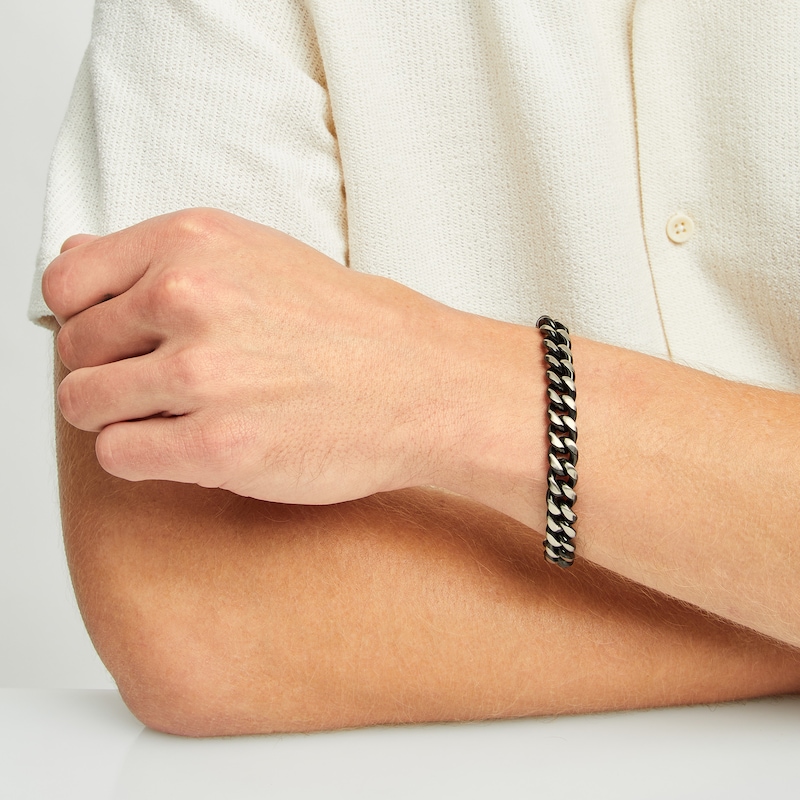 Main Image 6 of Curb Chain Bracelet 12mm Solid Stainless Steel & Black Ion Plating 8.75&quot;