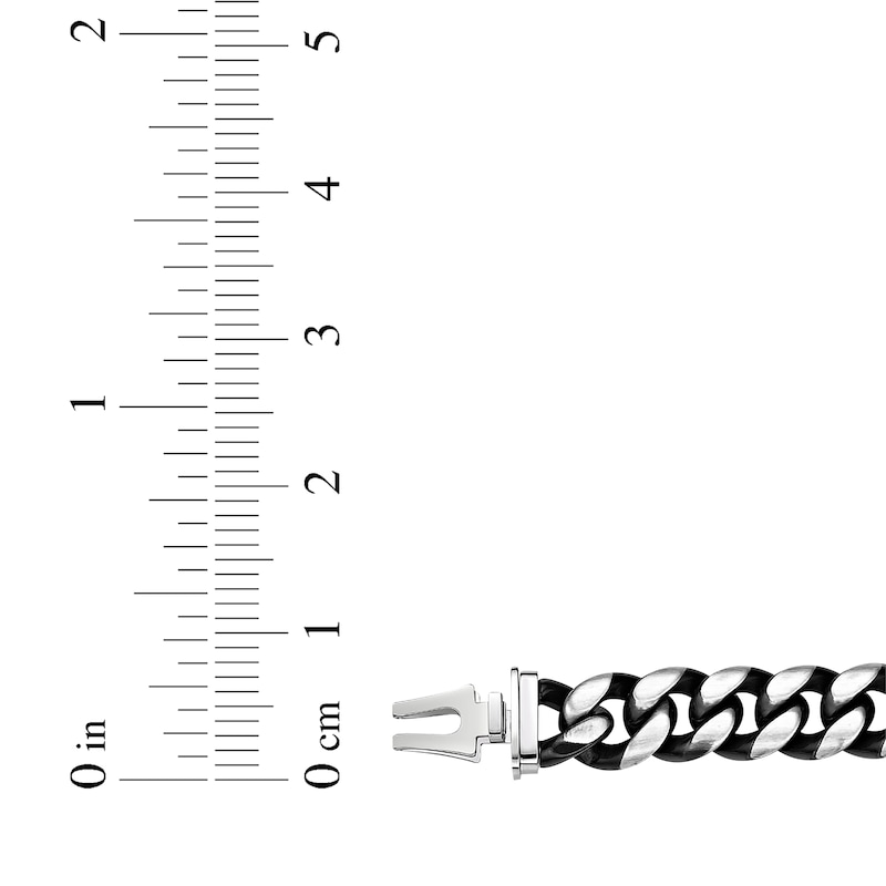 Main Image 7 of Curb Chain Bracelet 12mm Solid Stainless Steel & Black Ion Plating 8.75&quot;