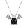 Thumbnail Image 0 of Black Agate & White Lab-Created Sapphire Bat Necklace Sterling Silver 18"