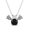Thumbnail Image 1 of Black Agate & White Lab-Created Sapphire Bat Necklace Sterling Silver 18&quot;